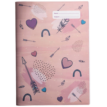 a4 school book cover; pink hearts