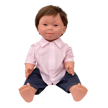 brown haired boy with down syndrome features - 38cm