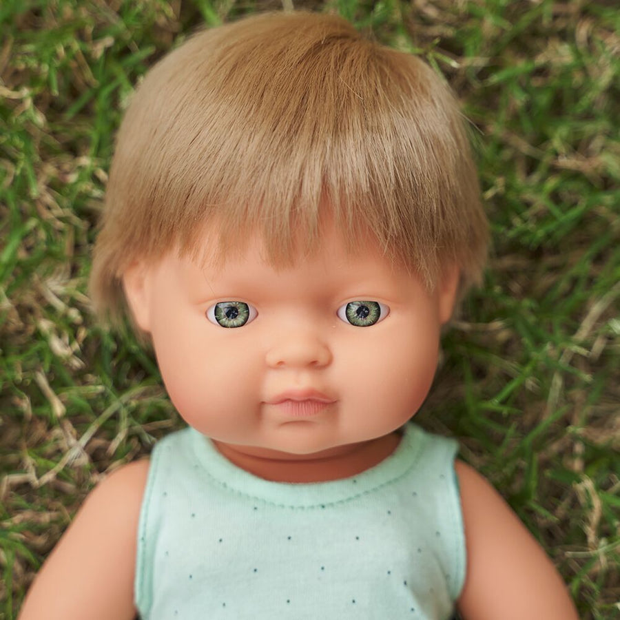 caucasian dark blonde hair boy doll - 38cm