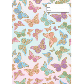a4 school book cover; glitter butterfly