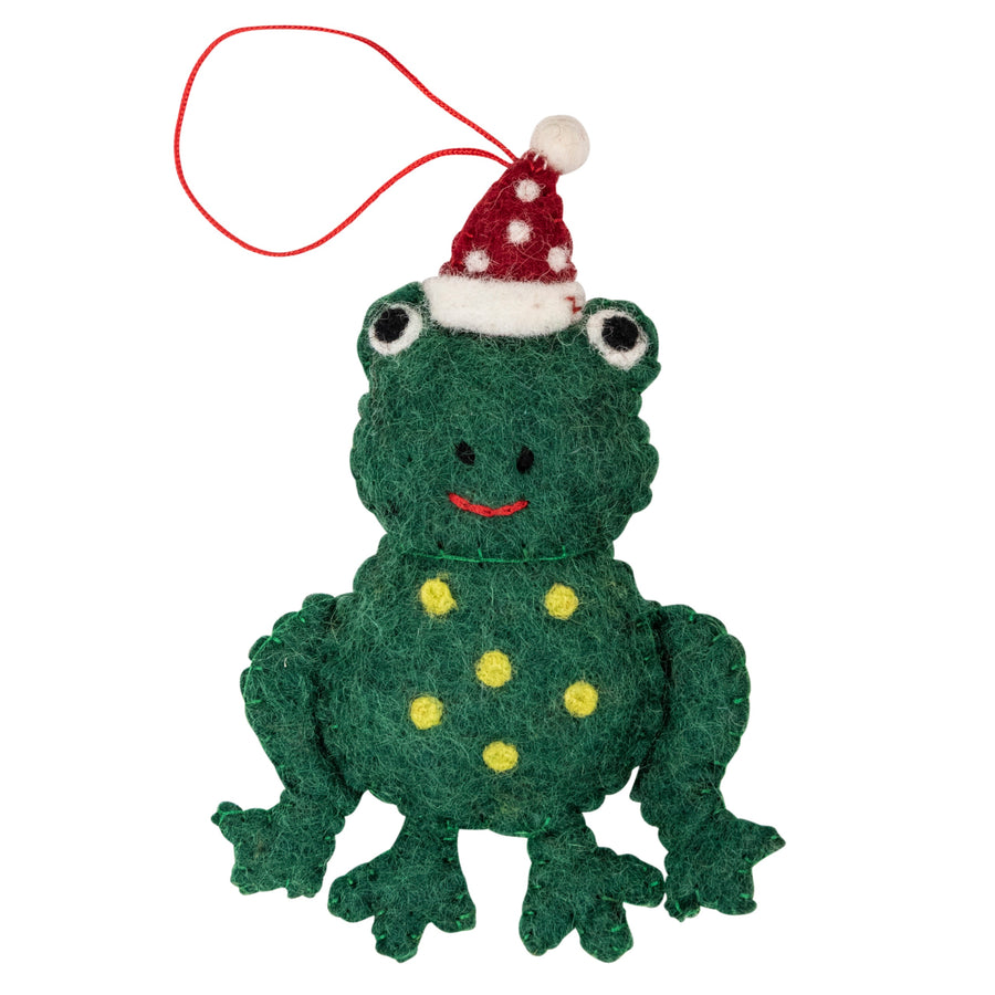 frog felt christmas decoration