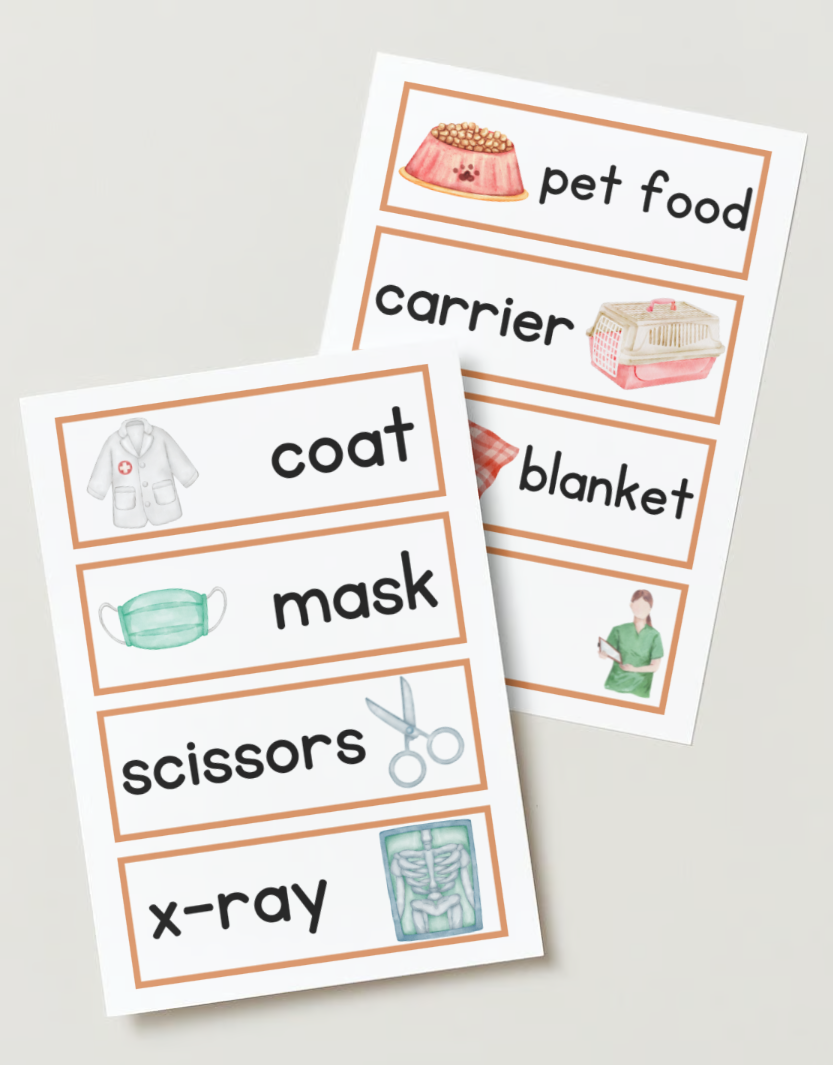 vet clinic word cards - set of 24 (digital download)