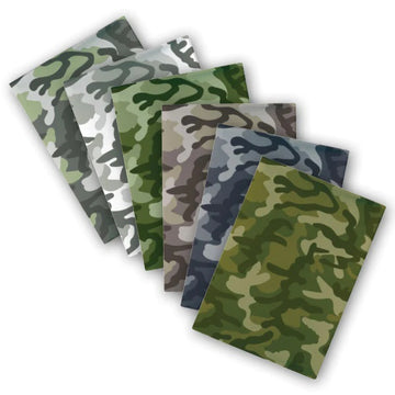 pack of 6 a4 school book covers; camo
