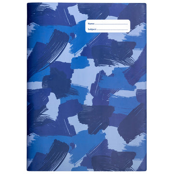 a4 school book cover; blue camo