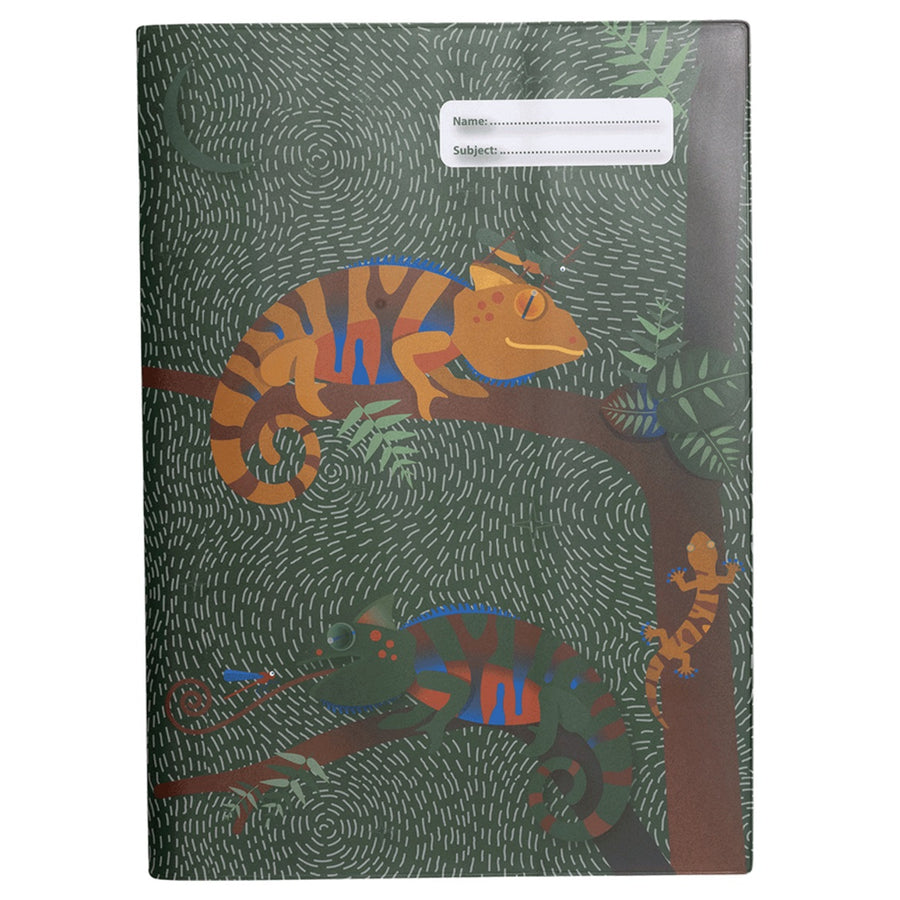 a4 school book cover; chameleon