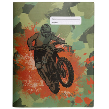 a4 school book cover; motorbike