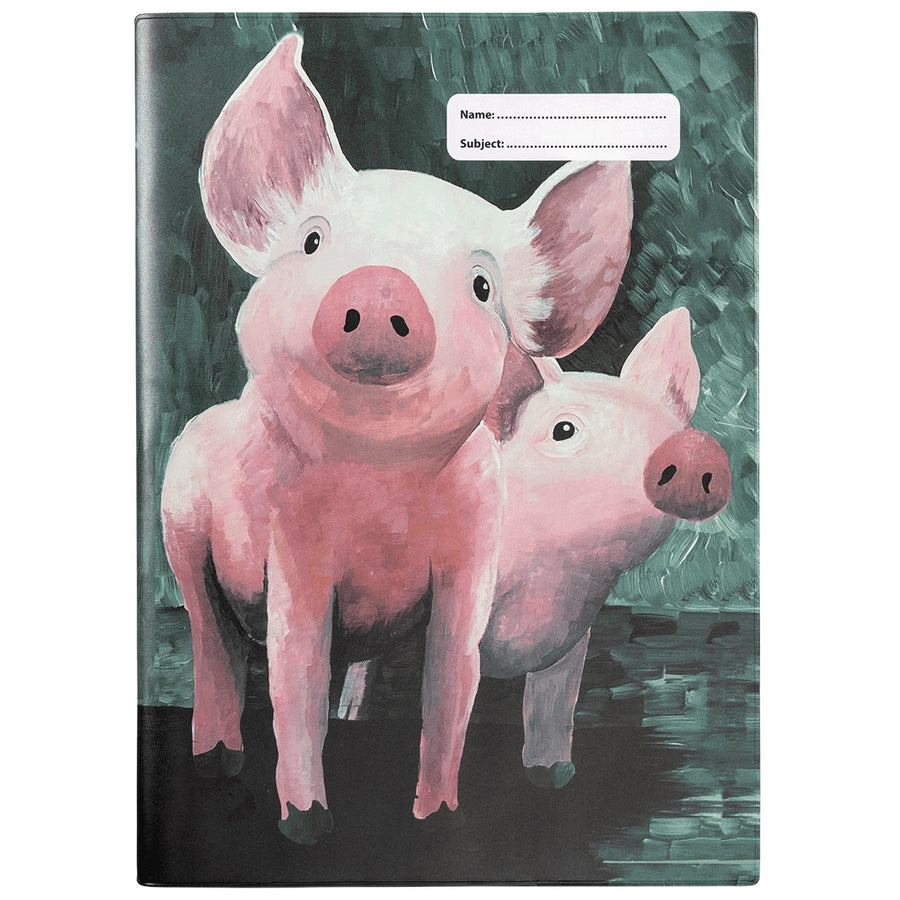 a4 school book cover; pigs