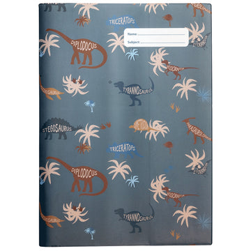 a4 school book cover; prehistoric blue