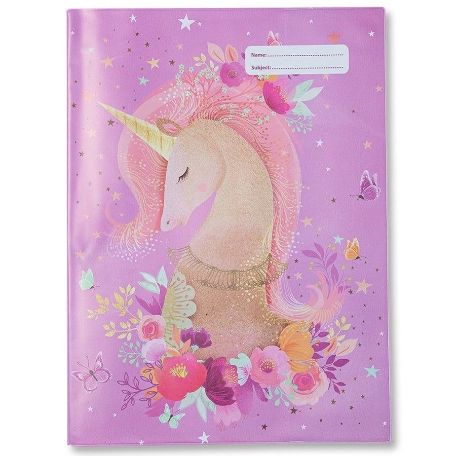 a4 school book cover; unicorn
