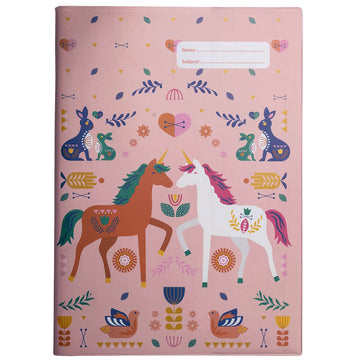 a4 school book cover; unicorn blush