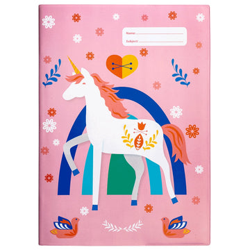 a4 school book cover; unicorn pink