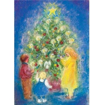 around the christmas tree postcard