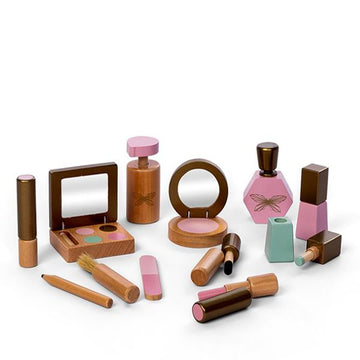 wooden makeup set