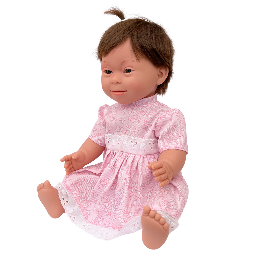 brown haired girl with down syndrome features - 38cm