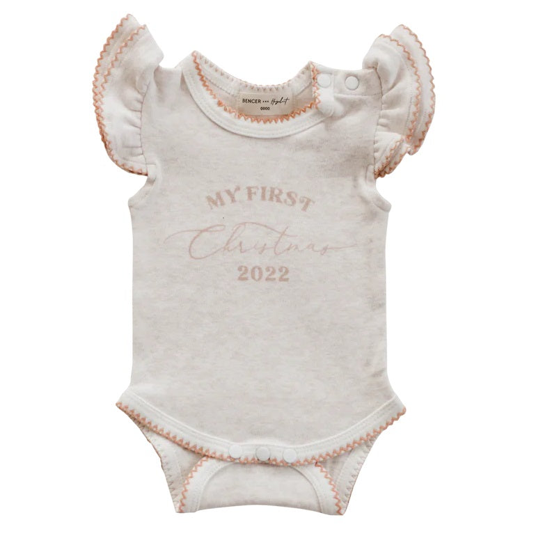 'my first christmas' bodysuit; pink