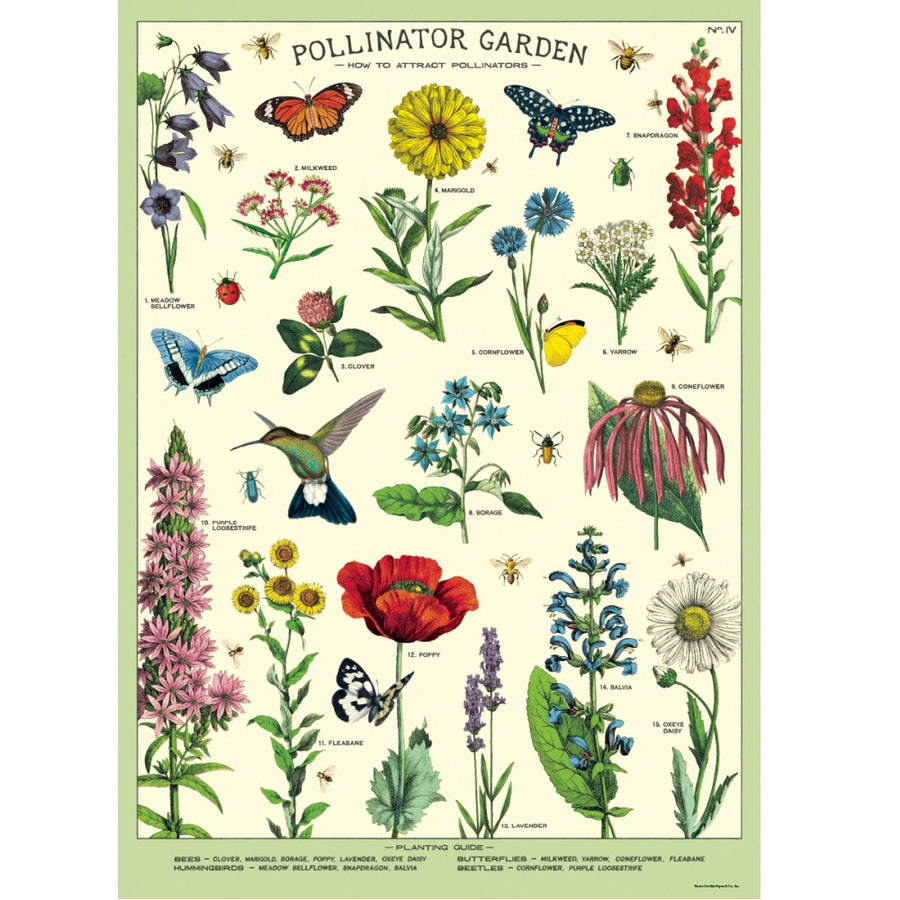 vintage-style poster - pollinator garden