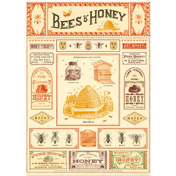 vintage-style poster - bees and honey