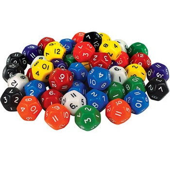 1-12 numeral dice; small