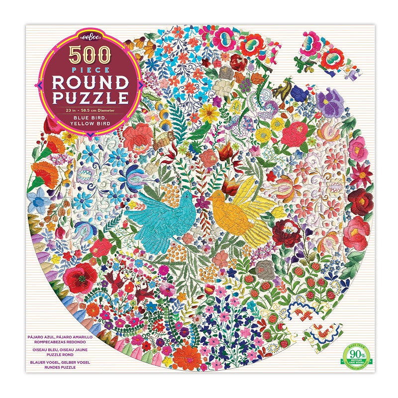 blue bird round puzzle - 500 piece