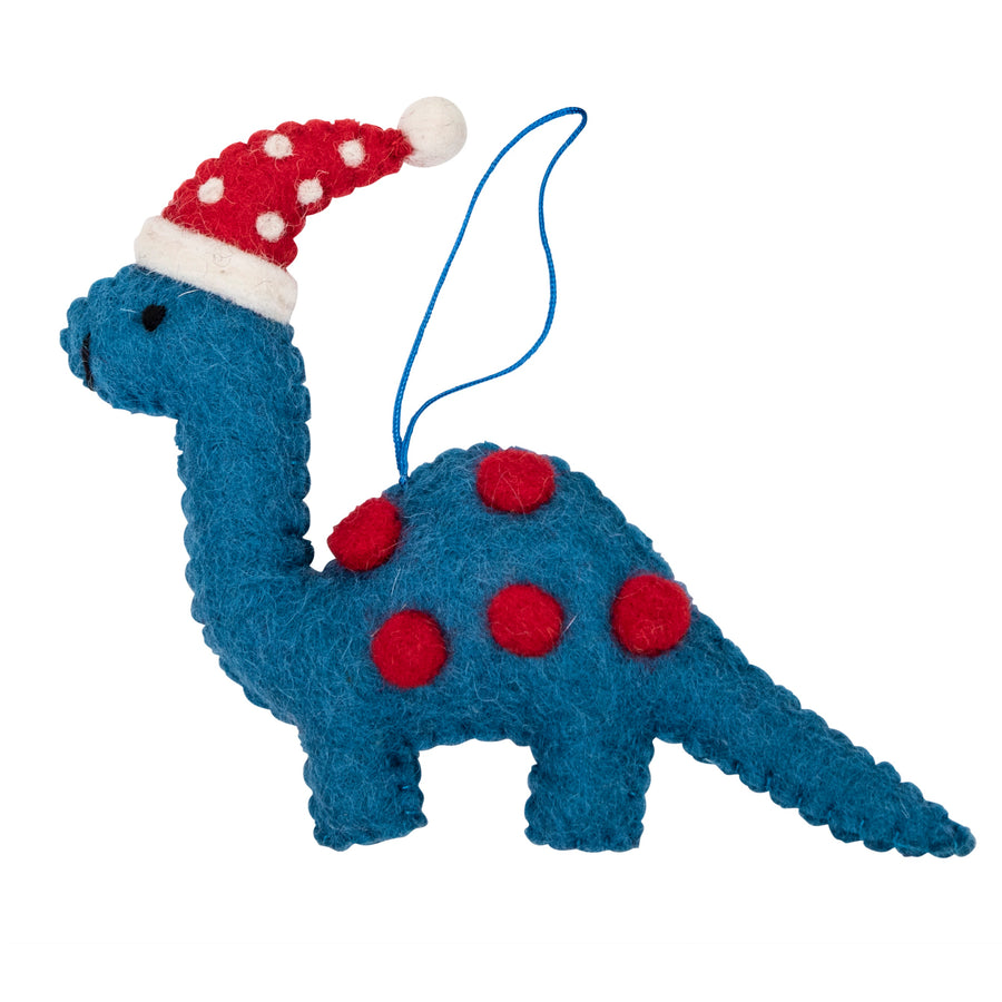 blue dinosaur felt christmas decoration