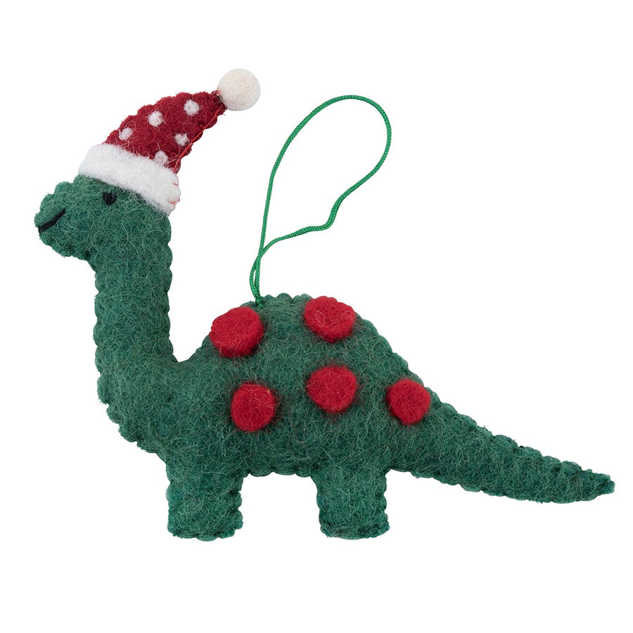 green dinosaur felt christmas decoration