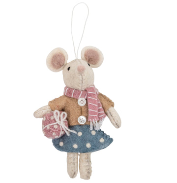 girl mouse with present felt christmas decoration