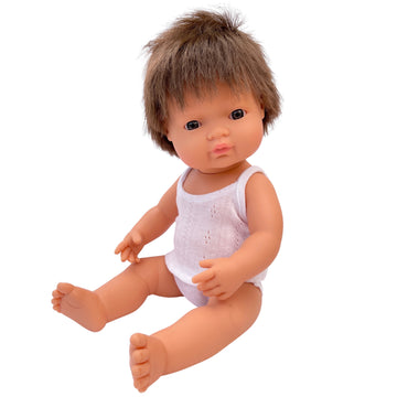 caucasian brown hair boy doll - 38cm