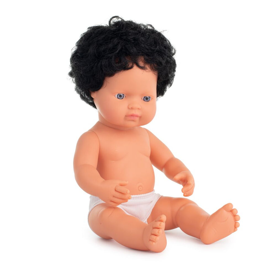 caucasian black hair boy doll - 38cm