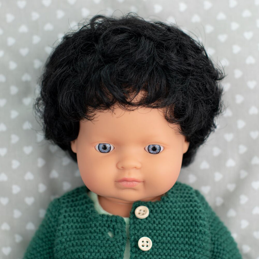 caucasian black hair boy doll - 38cm