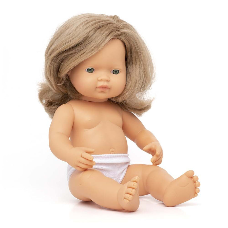 caucasian dark blonde hair girl doll - 38cm