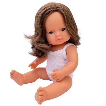 caucasian brown hair girl doll - 38cm