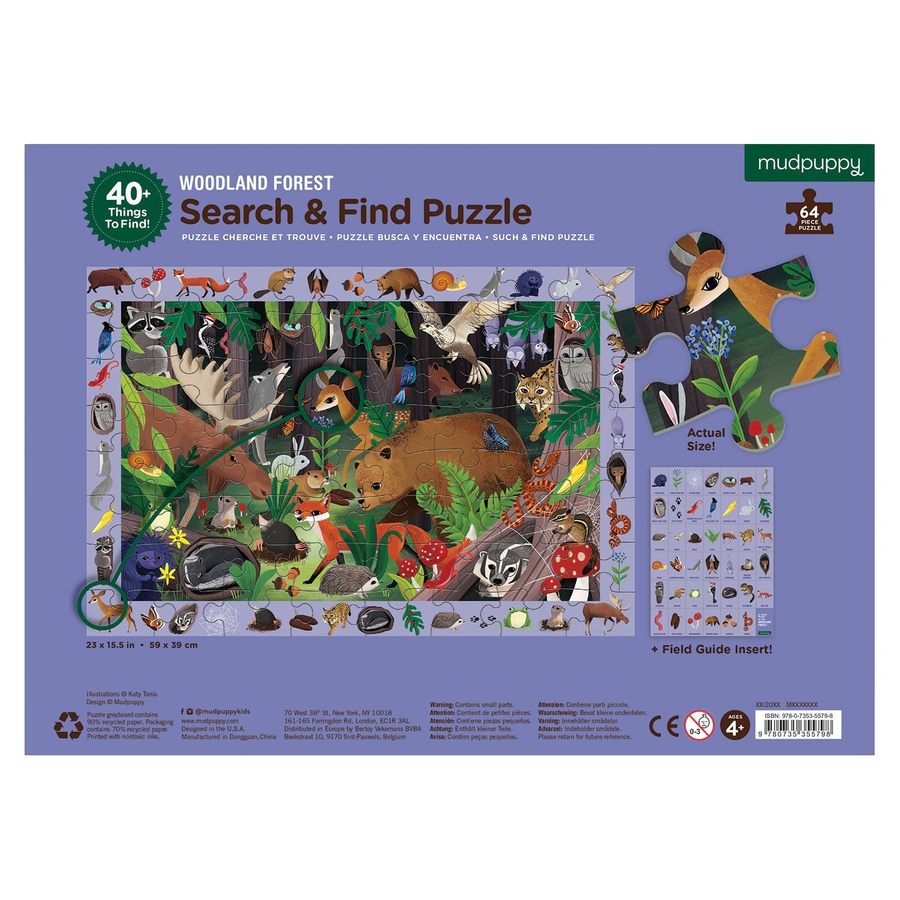 woodland life, search and find puzzle - 64 piece