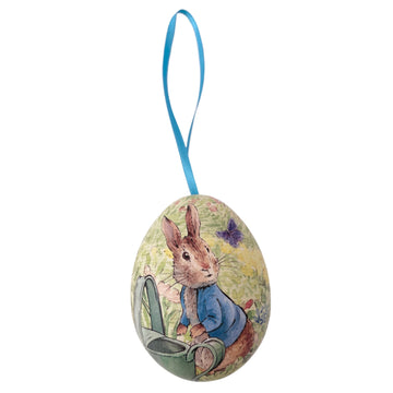 hanging peter rabbit egg tin; yellow base