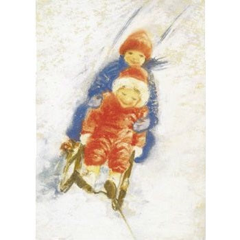 sleigh riding postcard