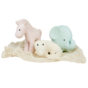 natural rubber teether / bath toy - marshmallow set of 3