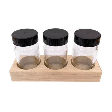 paint jars and wooden holder - set of 3; 100ml
